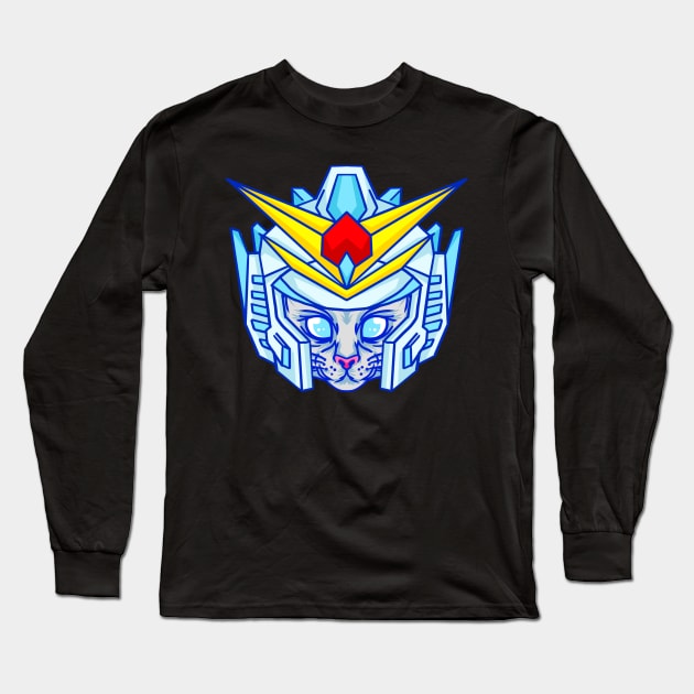 Japanese Robot Cat Long Sleeve T-Shirt by Illustrasikuu